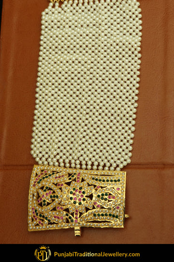 Gold Finished Emerald Rubby Jadau Bracelet | Punjabi Traditional Jewellery Exclusive
